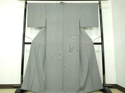 平和屋着物●江戸小紋　万筋　黒色×灰色　正絹　逸品　DABG8636ps