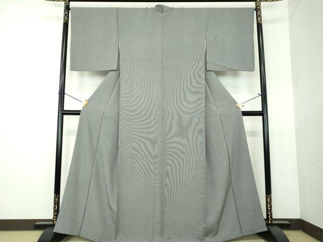 平和屋着物●江戸小紋　万筋　黒色×灰色　正絹　逸品　DABG8636ps