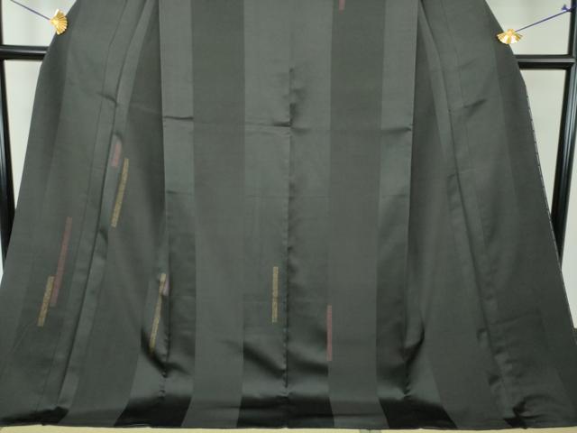 平和屋着物●訪問着　変わり間道　黒地　ロング丈　正絹　逸品　DABG8638ps
