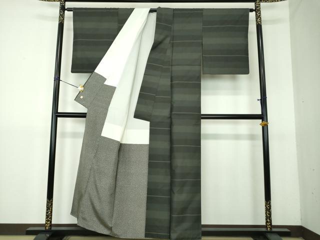 平和屋着物●本場縞大島紬　作家物　横段文　正絹　逸品　DABG8639ps