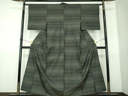 平和屋着物●本場縞大島紬　作家物　横段文　正絹　逸品　DABG8639ps