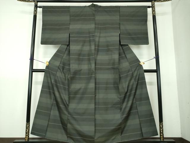 平和屋着物●本場縞大島紬　作家物　横段文　正絹　逸品　DABG8639ps
