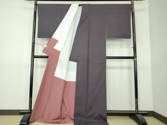 平和屋着物●結城紬　色無地　藤煤竹色　正絹　逸品　DABG8640ps