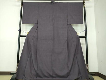 平和屋着物●結城紬　色無地　藤煤竹色　正絹　逸品　DABG8640ps