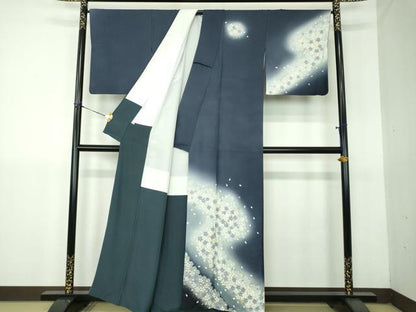 平和屋着物●訪問着　舞桜　シルエット　暈し染め　金彩　正絹　逸品　DABG8644ps