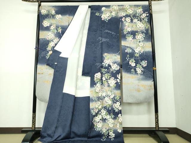 平和屋着物●豪華振袖　立波枝垂れ桜　暈し染め　金彩　正絹　逸品　DABG8646ps