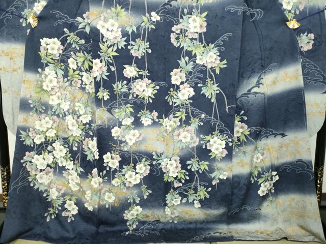 平和屋着物●豪華振袖　立波枝垂れ桜　暈し染め　金彩　正絹　逸品　DABG8646ps