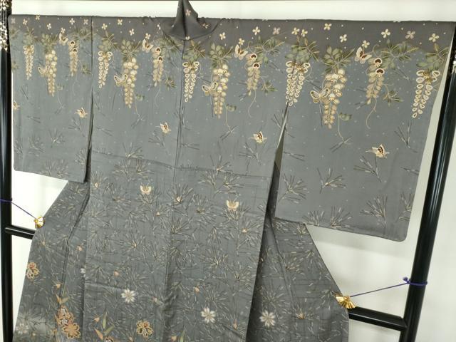 平和屋着物●訪問着　松竹梅　舞桜　舞蝶藤花房　暈し染め　金彩　正絹　逸品　DABG8647ps