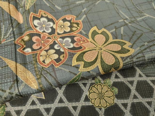 平和屋着物●訪問着　松竹梅　舞桜　舞蝶藤花房　暈し染め　金彩　正絹　逸品　DABG8647ps