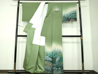 平和屋着物●訪問着　作家物　螺鈿　刺繍　手描き　風景花文　暈し染め　金彩　正絹　逸品　未使用　DABG8654ps