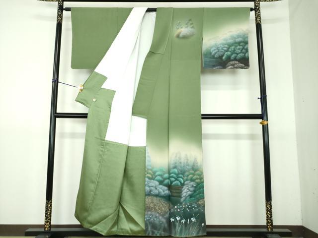 平和屋着物●訪問着　作家物　螺鈿　刺繍　手描き　風景花文　暈し染め　金彩　正絹　逸品　未使用　DABG8654ps