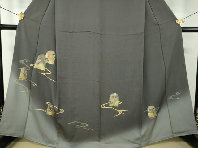 平和屋着物●訪問着　竹屋町刺繍　流水吉祥花文　金彩　正絹　逸品　DABG8657ps
