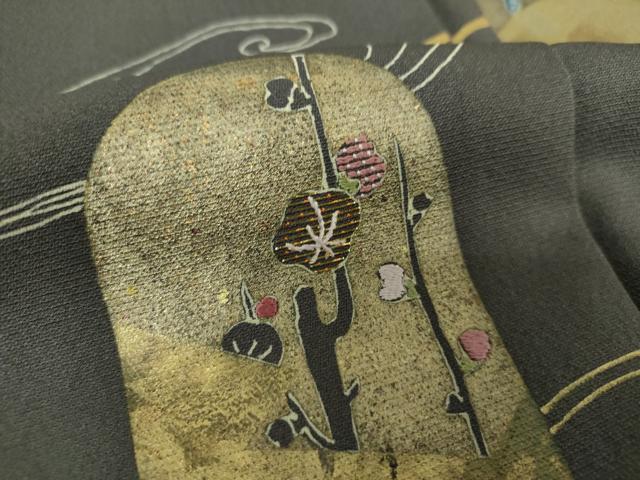 平和屋着物●訪問着　竹屋町刺繍　流水吉祥花文　金彩　正絹　逸品　DABG8657ps