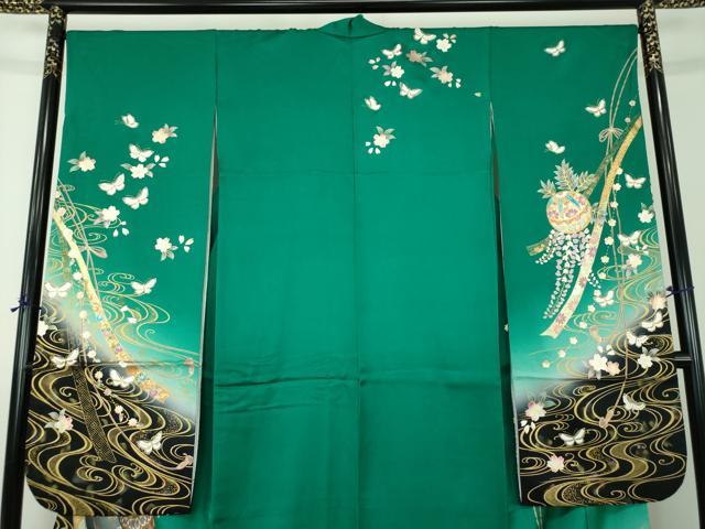 平和屋着物●豪華振袖　舞蝶花手毬　藤花房　暈し染め　金銀彩　正絹　逸品　DABG8659ps