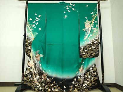 平和屋着物●豪華振袖　舞蝶花手毬　藤花房　暈し染め　金銀彩　正絹　逸品　DABG8659ps
