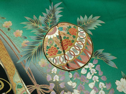 平和屋着物●豪華振袖　舞蝶花手毬　藤花房　暈し染め　金銀彩　正絹　逸品　DABG8659ps