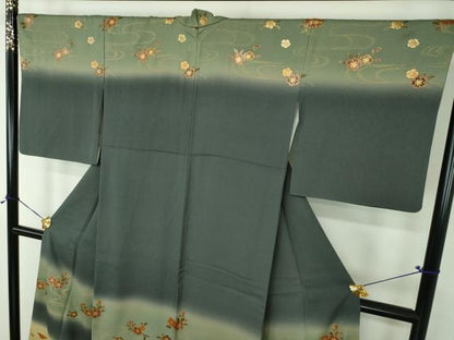 平和屋着物●漆工芸作家　金森一博　訪問着　流水桜　辻が花　暈し染め　金彩　正絹　逸品　DABG8660ps