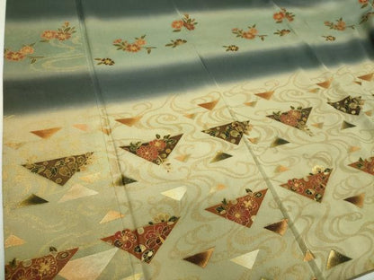 平和屋着物●漆工芸作家　金森一博　訪問着　流水桜　辻が花　暈し染め　金彩　正絹　逸品　DABG8660ps