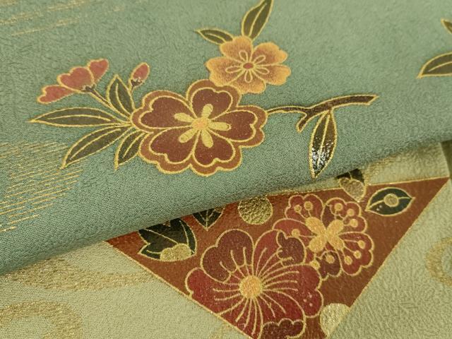 平和屋着物●漆工芸作家　金森一博　訪問着　流水桜　辻が花　暈し染め　金彩　正絹　逸品　DABG8660ps
