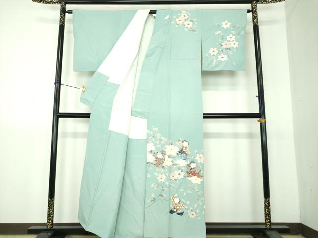 平和屋着物●友禅作家の巨匠　浅井青仁　訪問着　枝花文　童子遊び　金彩　正絹　逸品　DABG8661ps