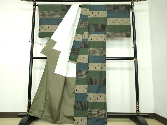 平和屋着物●上質な紬　トゥイグヮー　横段文　正絹　逸品　DABG8663ps