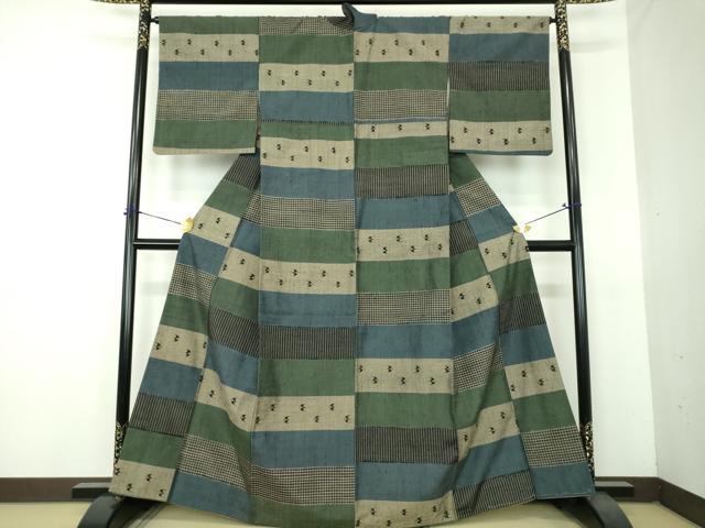 平和屋着物●上質な紬　トゥイグヮー　横段文　正絹　逸品　DABG8663ps