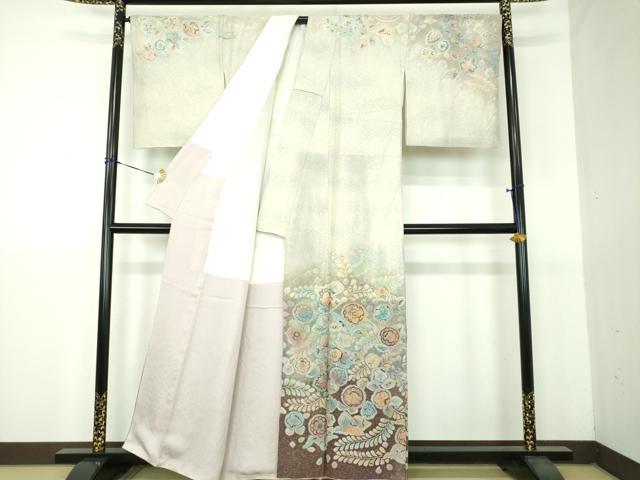 平和屋着物●訪問着　絞り　辻が花　暈し染め　銀通し地　正絹　逸品　DABG8665ps