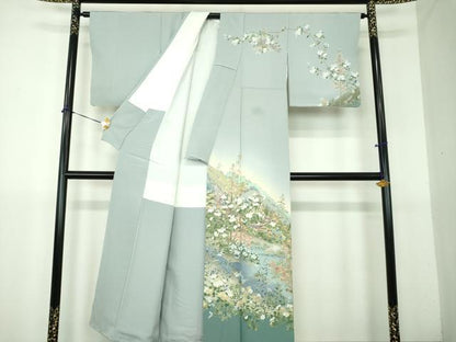 平和屋着物●京友禅作家　外池雅峰　訪問着　水辺風景花文　暈し染め　正絹　逸品　DABG8666ps