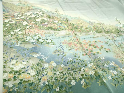 平和屋着物●京友禅作家　外池雅峰　訪問着　水辺風景花文　暈し染め　正絹　逸品　DABG8666ps