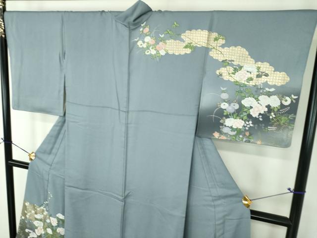 平和屋着物●訪問着　手描き　流水花文　暈し染め　金彩　正絹　逸品　DABG8670ps