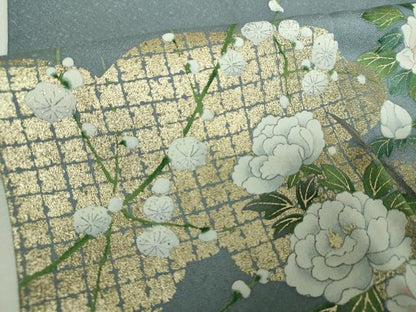 平和屋着物●訪問着　手描き　流水花文　暈し染め　金彩　正絹　逸品　DABG8670ps