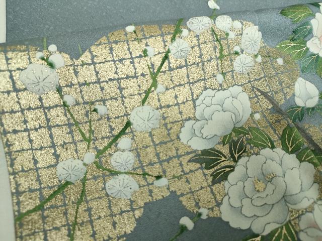 平和屋着物●訪問着　手描き　流水花文　暈し染め　金彩　正絹　逸品　DABG8670ps