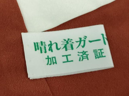 平和屋着物●上質な色無地　雲取り花菱地紋　褐色　正絹　逸品　未使用　DABG8672ps