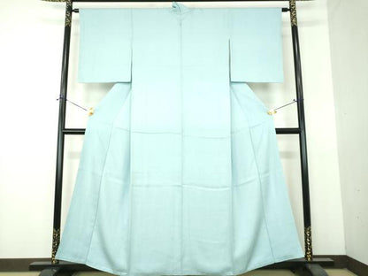 平和屋着物●上質な色無地　菱地紋　水色　正絹　逸品　未使用　DABG8673ps