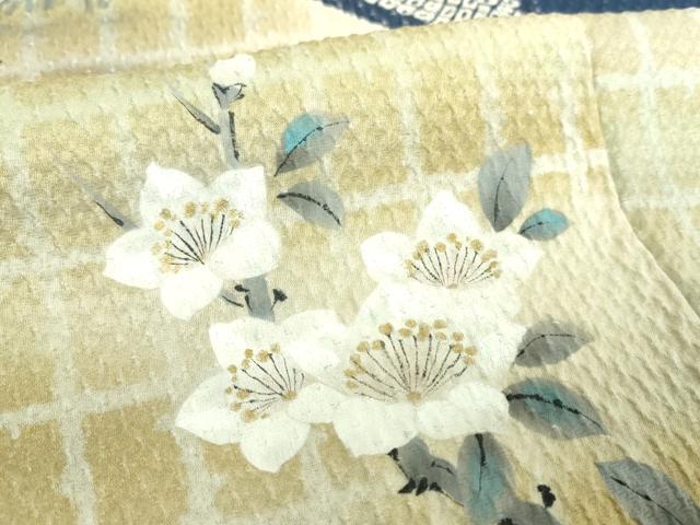 平和屋着物●訪問着　作家物　総絞り　手描き　渡橋御所車風景花文　金彩　正絹　逸品　DABG8678ps