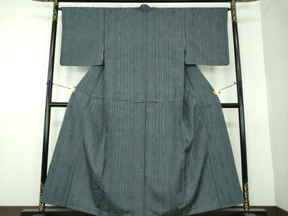 平和屋着物●上質な紬　刺し子　変わり縞　正絹　逸品　未使用　DABG8679ps