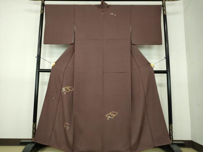 平和屋着物●訪問着　駒刺繍　総刺繍　地紙重ね花文　金糸　正絹　逸品　DABG8680ps