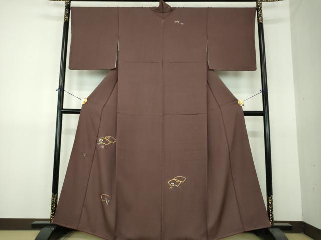 平和屋着物●訪問着　駒刺繍　総刺繍　地紙重ね花文　金糸　正絹　逸品　DABG8680ps