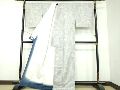 平和屋着物●本場大島紬　白大島　9マルキ　総絣　草花文　やまと誂製　正絹　逸品　DABG8682ps