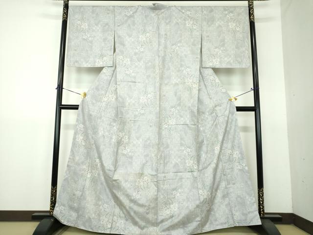 平和屋着物●本場大島紬　白大島　9マルキ　総絣　草花文　やまと誂製　正絹　逸品　DABG8682ps