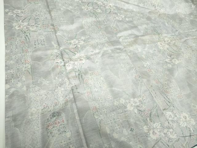 平和屋着物●本場大島紬　白大島　9マルキ　総絣　草花文　やまと誂製　正絹　逸品　DABG8682ps