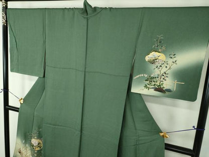 平和屋着物●訪問着　刺繍　流水花文　暈し染め　金銀彩　正絹　逸品　DABG8683ps