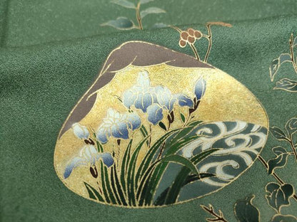 平和屋着物●訪問着　刺繍　流水花文　暈し染め　金銀彩　正絹　逸品　DABG8683ps