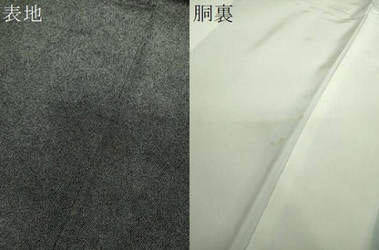 平和屋着物●伝統工芸士　染谷梅治　江戸小紋　鮫小紋柄　黒地　正絹　逸品　DABG8685ps