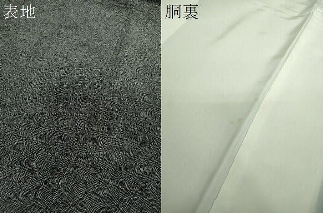 平和屋着物●伝統工芸士　染谷梅治　江戸小紋　鮫小紋柄　黒地　正絹　逸品　DABG8685ps