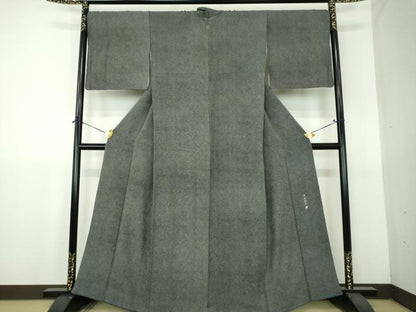 平和屋着物●伝統工芸士　染谷梅治　江戸小紋　鮫小紋柄　黒地　正絹　逸品　DABG8685ps