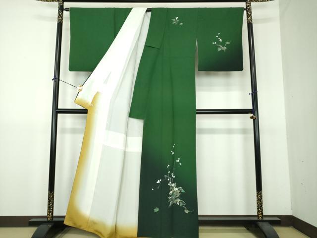 平和屋着物●訪問着　手描き　枝花文　暈し染め　金彩　さが美扱い　正絹　逸品　DABG8686ps