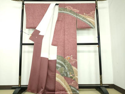 平和屋着物●訪問着　刺繍　絞り　籬花文　金彩　ますいわ屋扱い　正絹　逸品　DABG8687ps