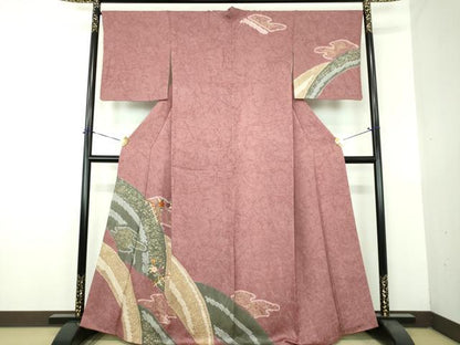 平和屋着物●訪問着　刺繍　絞り　籬花文　金彩　ますいわ屋扱い　正絹　逸品　DABG8687ps