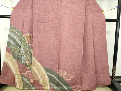 平和屋着物●訪問着　刺繍　絞り　籬花文　金彩　ますいわ屋扱い　正絹　逸品　DABG8687ps